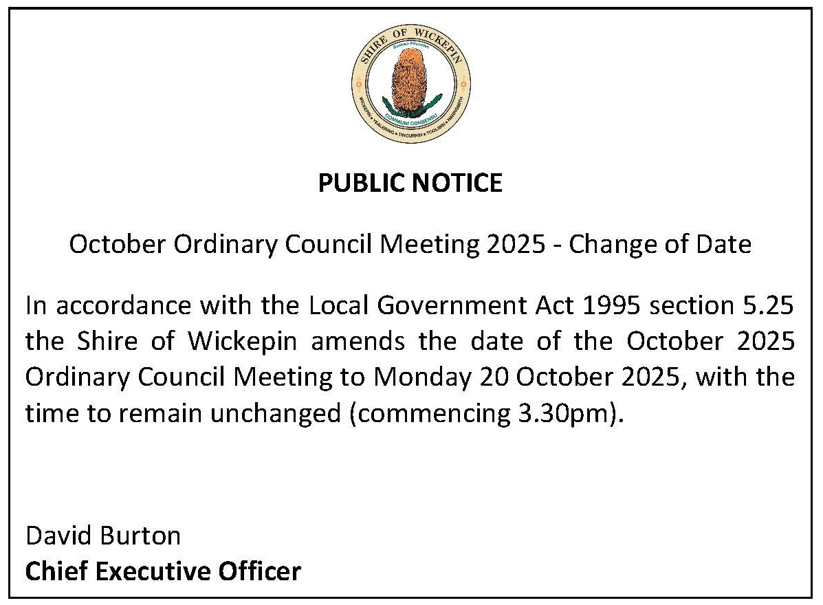 Change of Date - October 2025 Ordinary Council Meeting