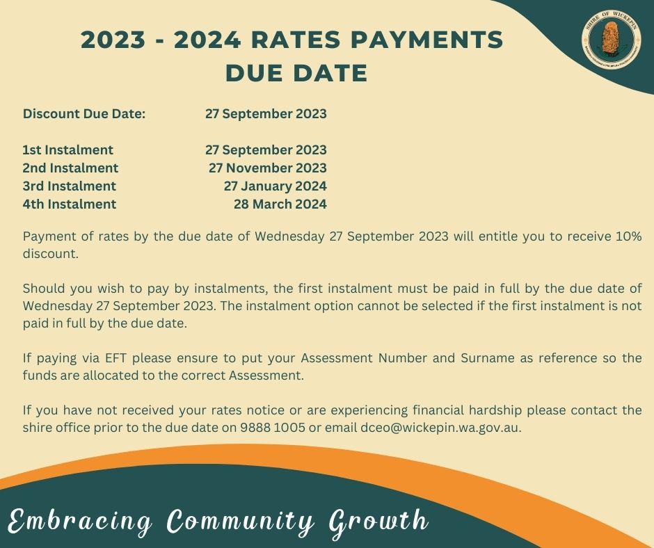 2023-2024 Rates Payments Due Dates